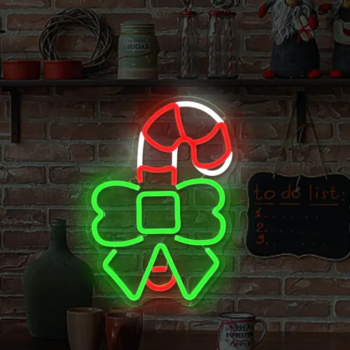 Miniatura 5 de Letrero de neón de caramelo de Navidad para decoración de pared, letrero de neón de Navidad regulable para dormitorio, letreros de luz LED de neón