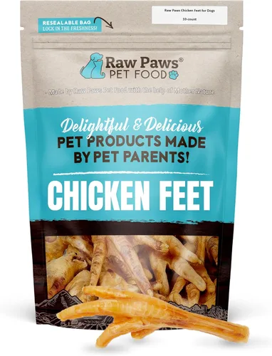 Raw Paws Golosinas secas para perros con patas de pollo (10 unidades) – Empaquetadas en Estados Unidos – Pies de pollo deshidratadas para perros –