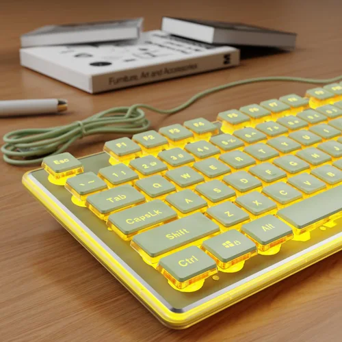 Miniatura 13 de SEUNKWANG EWEADN GX710S Teclados Retroiluminados para Computadora, Teclado USB con Cable con Retroiluminación Blanca, Panel de Metal, Plug and Play