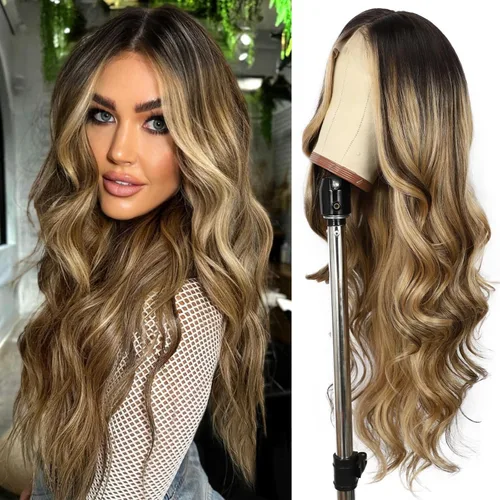 Miniatura 20 de SAPPHIREWIGS Peluca rubia con encaje frontal, pelucas largas y onduladas para mujer, pelucas de color rubio ceniza, resistentes al calor, para Mix