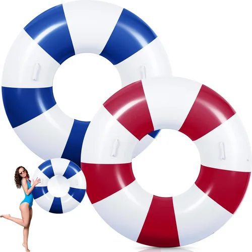Gemscream 2 flotadores grandes de piscina con asas, 47.24 pulgadas, tubos inflables de piscina tamaño adulto para tumbonas de verano, fiesta en la