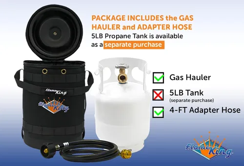 Miniatura 4 de Flame King Kit de transportador de gas – Funda de transporte protectora aislada para tanque de propano de 5 libras más manguera adaptadora