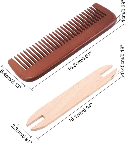 Miniatura 2 de NBEADS Kit de herramientas de tejido, incluye 1 lanzadera de telares de madera y 1 pieza de accesorios de máquina de telar de peine de madera