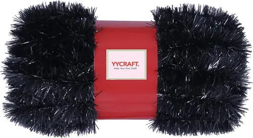 YYCRAFT 15 yardas (45 pies) de longitud comercial Guirnalda de oropel de lámina gruesa para Navidad Decoraciones clásicas de Navidad (Negro)