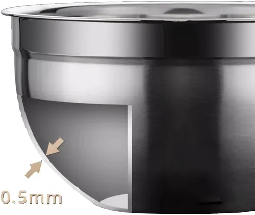Miniatura 7 de Cuenco de acero inoxidable duradero y resistente al óxido, fácil agarre y estabilidad, diseño de tazón versátil para cocinar, hornear, preparar
