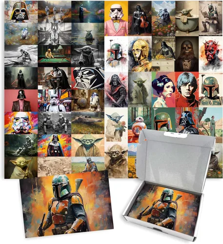 Star Wars Mega Collage 50 Piezas de Impresiones Artísticas - Impresiones de Arte de 4x6 para Baño, Sala de Estar, Decoración de Dormitorio Infantil
