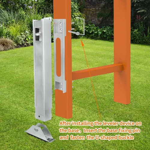 Miniatura 3 de Par de niveladores de escalera para escalera de extensión, nivelador de suelo de pierna de escalera de extensión ajustable, con poste de acero
