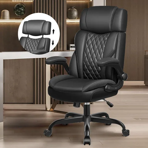 Miniatura 10 de Silla de oficina ejecutiva de cuero, silla de oficina grande y alta con reposapiés, sillas de escritorio de oficina en casa, silla de escritorio