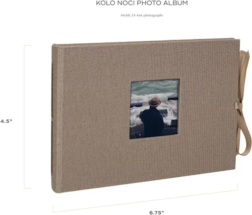Álbum de fotos pequeño Kolo Noci de 4 x 6, con capacidad para 24 fotos, ideal para bodas y libros de bebé, color caqui