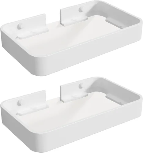 Z metnal Estantes pequeños de vidrio para baño, estante flotante de pared blanco, mini montado en la pared (vidrio transparente blanco, 8
