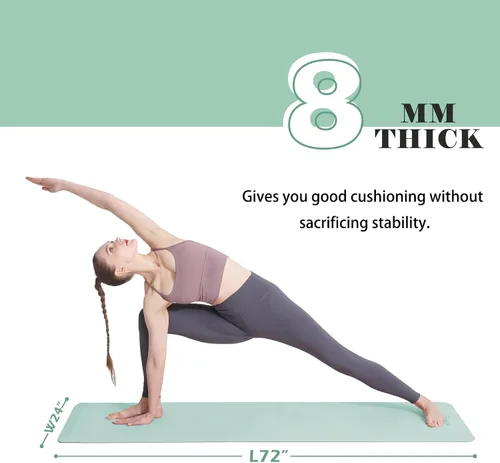 Miniatura 5 de UMINEUX Esterilla de yoga extra gruesa de 1/3 y 2/5 pulgadas antideslizante para mujeres, respetuosa con el medio ambiente, tapete de ejercicio
