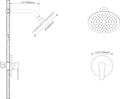Miniatura 7 de POPFLY Juego de grifo de ducha negro, sistema de ducha de lluvia de baño con cabezal de ducha de 8 pulgadas, kit de molduras de ducha de una sola