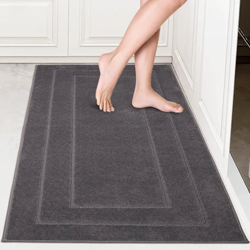 Miniatura 37 de PURRUGS Juego de 2 alfombras de cocina lavables a máquina (24 x 35.5 + 24 x 59 pulgadas), alfombras de pasillo de cocina antideslizantes y Marrón