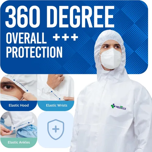 Miniatura 2 de Medtecs Trajes de materiales peligrosos - 6 opciones de tamaños - Traje de overol desechable, overol de protección médica Trajes de materiales Sin