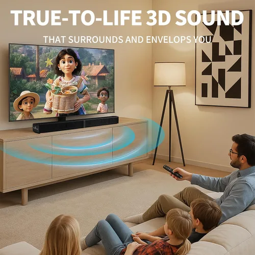 Miniatura 2 de LARKSOUND Barra de sonido de 2.1 canales con subwoofer integrado, pequeña barra de sonido para TV, PC, juegos, mini altavoz de TV con conexiones