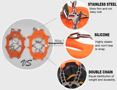 Miniatura 5 de Versión mejorada de crampones de tacos de hielo de tracción Walk, picos de acero inoxidable y silicona duradera, botas para senderismo en suelo