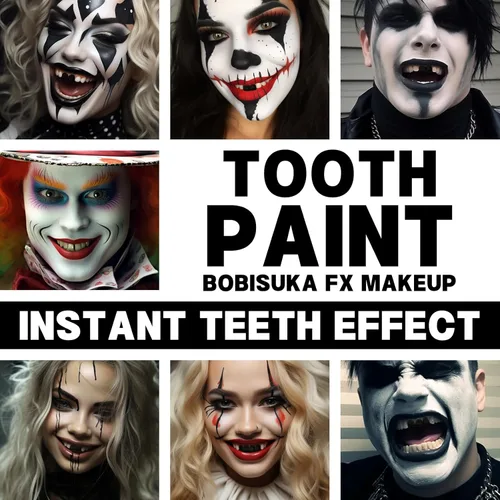 Miniatura 6 de BOBISUKA Pintura de Dientes Negra, Solución Profesional de Maquillaje para Ennegrecimiento de Dientes - Segura, de Secado Rápido y Realista, Negro