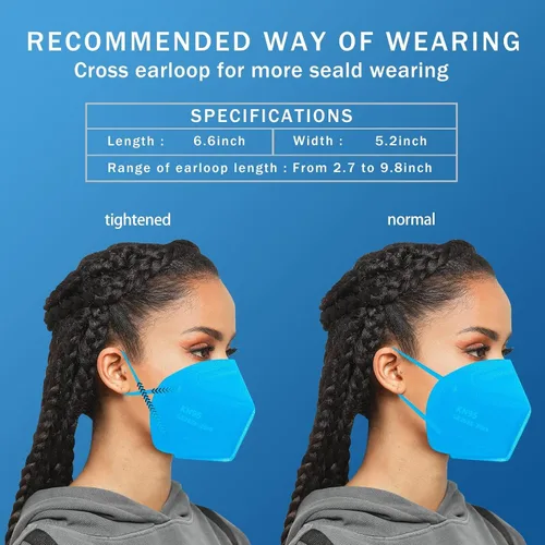 Miniatura 4 de Hotodeal - 20 cubrebocas KN95, de 5 capas, antipolvo, protección de material particulado 2.5, fuego y humo, para hombres y mujeres, para Azul