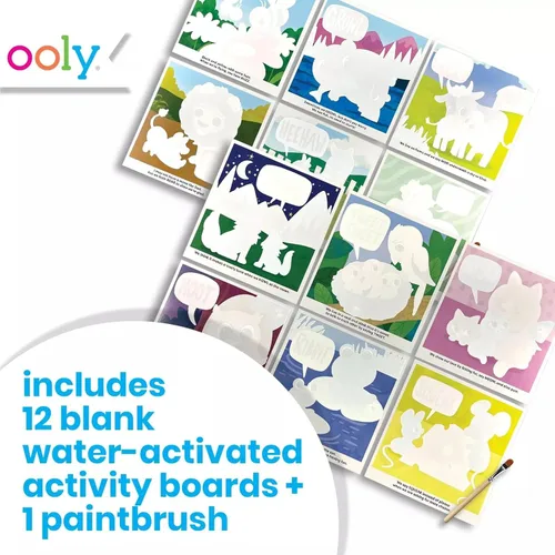 Miniatura 2 de Ooly Water Amaze - Incluye 12 tableros de revelación y cepillo, almohadillas reutilizables para niños, libros de colorear para niños pequeños