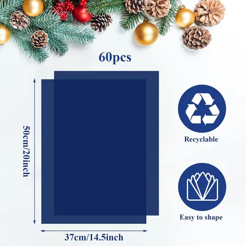 Miniatura 2 de Morcheiong 60 hojas de papel de seda azul marino para envolver regalos, papel de seda a granel para manualidades, manualidades, fiesta de cumpleaños
