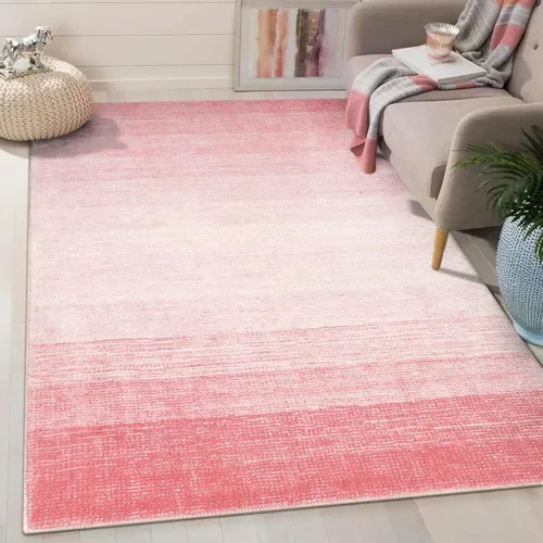 Miniatura 42 de Wonnitar Alfombra rosa lavable de 2 x 6 pies, moderna alfombra de pasillo de baño en degradé, contemporáneo, antideslizante, alfombra degradada