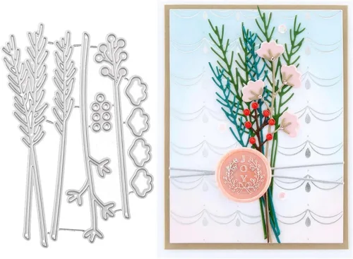 Troqueles de hojas de flores y hierba para hacer tarjetas, troqueles de corte de metal, troqueles de papel para álbumes de recortes, suministros de