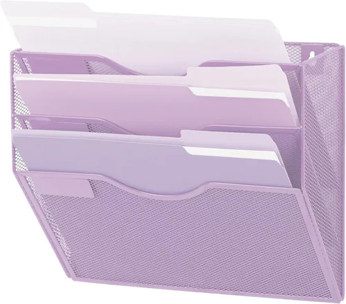Miniatura 38 de EASEPRES Organizador de archivos de malla de 3 bolsillos para colgar en la pared, carpeta de papel para correo montada en la pared, organizador