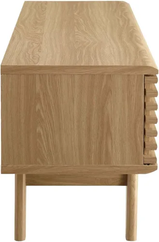 Miniatura 7 de Mueble para televisor de 48 pulgadas Modway Render, de estilo moderno de mediados de siglo con perfil bajo, color roble