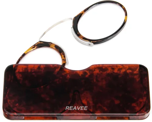 Miniatura 5 de REAVEE Paquete de 2 lentes de lectura con clip de nariz sin brazos para hombres y mujeres, sin sienes, delgados y compactos, ultra delgados con mini
