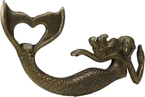 Miniatura 6 de Ebros Gift Rústico Vintage Hierro Fundido Metal Bronce Náutico Costero Sirena Sirena Sirena Mano Soda Cerveza Botella Tapa Abridor Como Sirenas Bajo