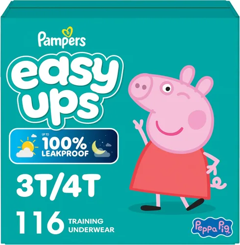 Miniatura 21 de Easy Ups - Pantalones de entrenamiento para niñas y niños, talla 4 (2T3T), 25 unidades, ropa interior absorbente de Peppa Pig, hasta un 100% a