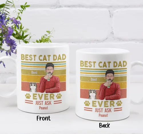 Miniatura 2 de Taza de café personalizada para los amantes de los gatos, taza personalizada con el mejor gato que papá nunca acaba de preguntar, ideas de regalos