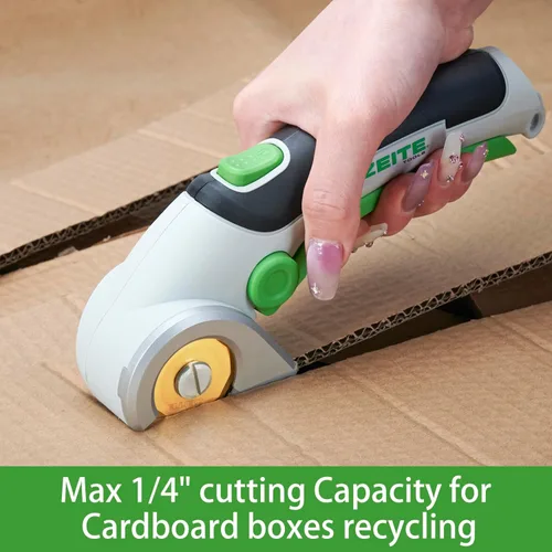 Miniatura 4 de ZEITE Tijeras inalámbricas de 4V, cortador eléctrico de cajas de cartón con cuchillas HSS recubiertas de titanio, ideal para cortar cuero, alfombra