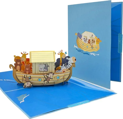 Miniatura 2 de Tarjeta de felicitación desplegable de animales de dibujos animados, barco, aventura, viaje, regalo para niños, cumpleaños, agradecimiento, familia