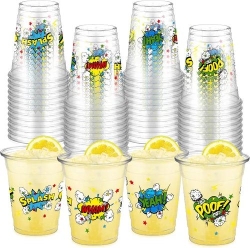 Miniatura 9 de FoldTier 50 Piezas Vasos de los Años 50 de 12 oz Plástico Vasos Regreso a los Años 50 Vasos Transparentes Desechables de los Años 50 Vasos Temáticos