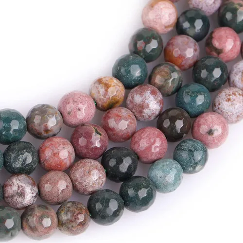 Miniatura 4 de JOE FOREMAN Piedras preciosas naturales de 0.236 in, jaspe oceánico, cuentas sueltas redondas facetadas para hacer joyas, pulseras de 15.0 in