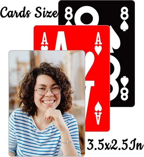 Miniatura 2 de Naipes personalizados de la élite de baja visión, naipes de impresión grande personalizados, fondo rojo y negro hace que sea fácil leer cartas