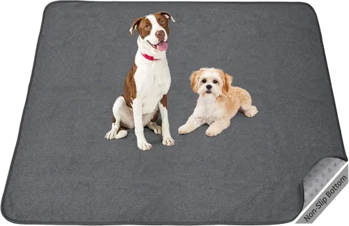 Miniatura 10 de Almohadillas lavables para orina de perro 24x36 pulgadas paquete de 2 reutilizables, alfombrillas absorbentes antideslizantes para perros