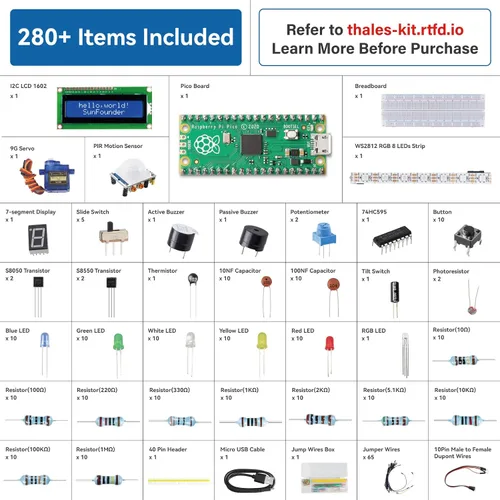 Miniatura 2 de SunFounder Kit de inicio para Raspberry Pi Pico con tutoriales en línea de 40 proyectos, código de creación de MicroPython C Piper Make, electrónica