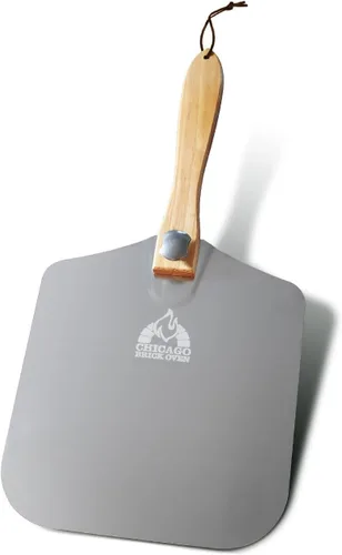 Miniatura 8 de Chicago Brick Oven Pizza Turning Peel PRO - 9 pulgadas de diámetro, mango de madera desmontable de 31.5 pulgadas con correa de cuero, aluminio duro