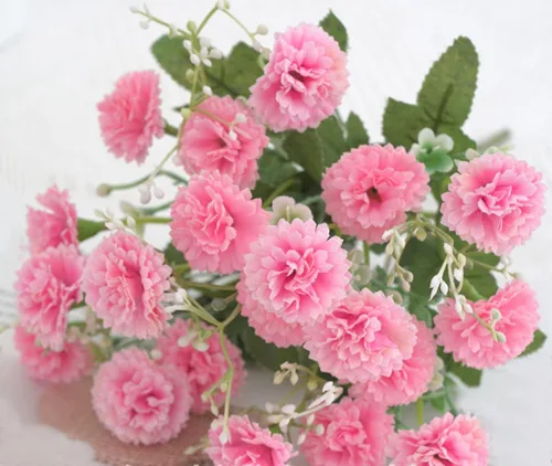 Miniatura 4 de 2 flores artificiales de clavel pequeñas a granel con tallos de seda, flores de clavel de seda para exteriores, bodas, hogar, hotel, decoración