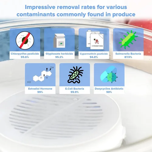 Miniatura 5 de AquaPure Limpiador de frutas y verduras – Lavadora de productos impermeable con función de electrólisis, lavadora portátil de frutas y verduras