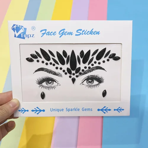 Black Face Jewels se adhieren a los accesorios del festival, diamantes de imitación del tatuaje de la cara de Halloween para el maquillaje, joyas