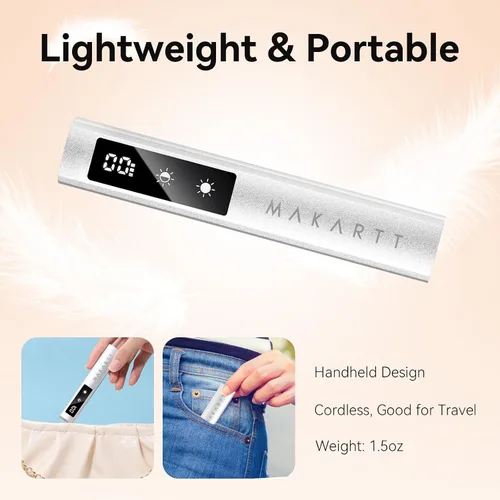 Miniatura 9 de Makartt Lámpara de uñas UV, lámpara de curación flash de mano con modo indoloro de 800 mAh, luz de uñas portátil recargable con pantalla LCD y 3