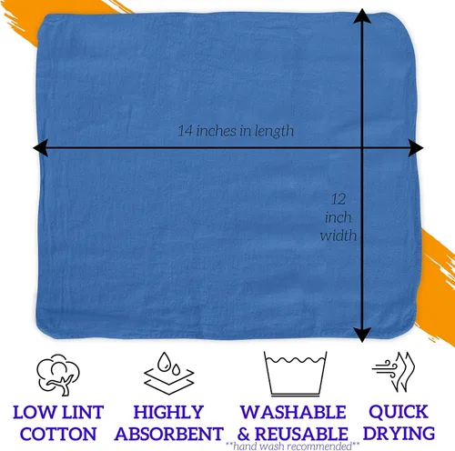 Miniatura 2 de GREEN LIFESTYLE Paquete de 150 toallas azules de 12 x 14 pulgadas, 100% algodón, superabsorbentes y duraderas para el automóvil, trapos reutilizables