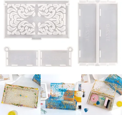 Miniatura 9 de Laciness - Moldes de caja de almacenamiento, moldes compactos de resina epoxi de silicona, contenedor de almacenamiento con diseño de tapa