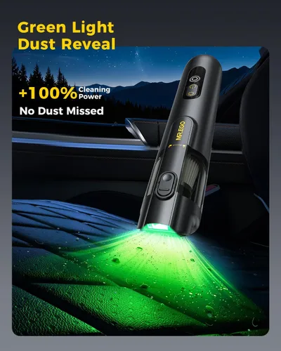 Miniatura 4 de Mr.ego Car Vacuum Portable Cordless, 26000Pa High-Power Handheld Vacuum & Air Duster with Brushless Motor, Multi-Nozzles, Green LED Light & Washable