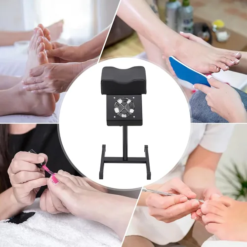 Miniatura 6 de Reposapiés de pedicura, taburete de pedicura con ventilador de limpieza de polvo, reposapiés ajustable, sillas de masaje para el cuidado de los Negro