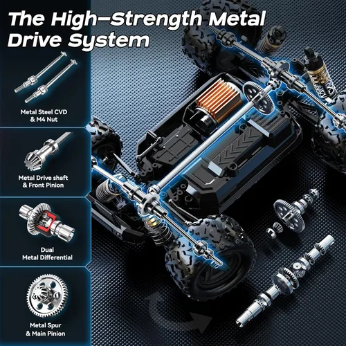 Miniatura 3 de Coches RC 1:18 Coche RC de Nivel de Entrada para Adultos y Niños, Carro de Carreras RC Todoterreno de Transmisión Completa de Metal 40 km/h, Carros