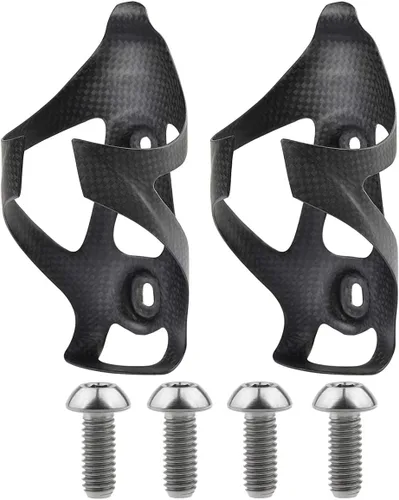 Paquete de 2 jaulas de fibra de carbono para botellas de agua de bicicleta con pernos de titanio (mate)